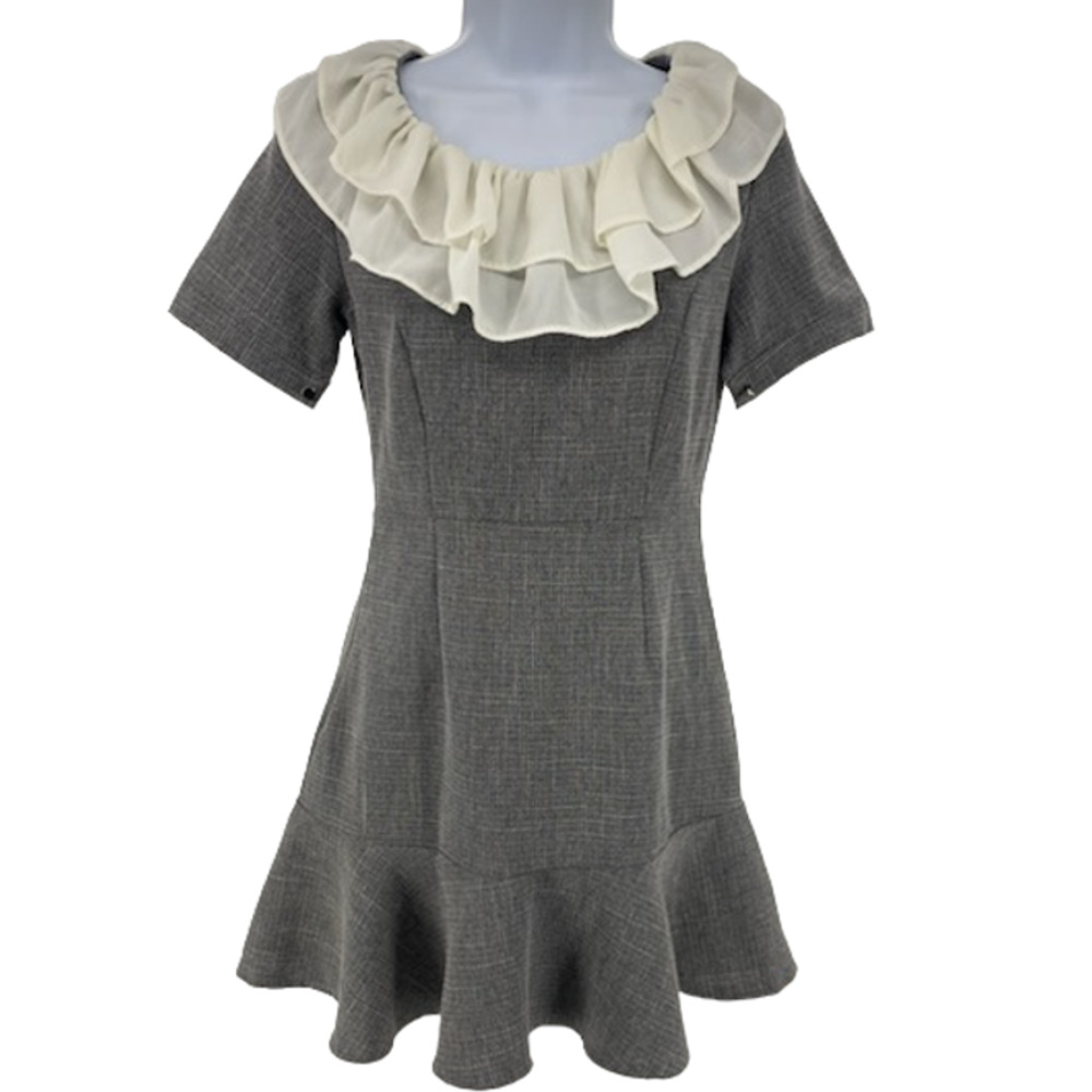 Vintage Sexy Baise Dress  A line Ruffle in Charcoal Size Small